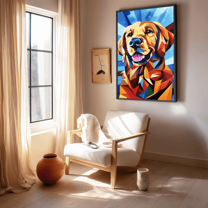 Cubism Style -  Dog Memorial Canvas Frame