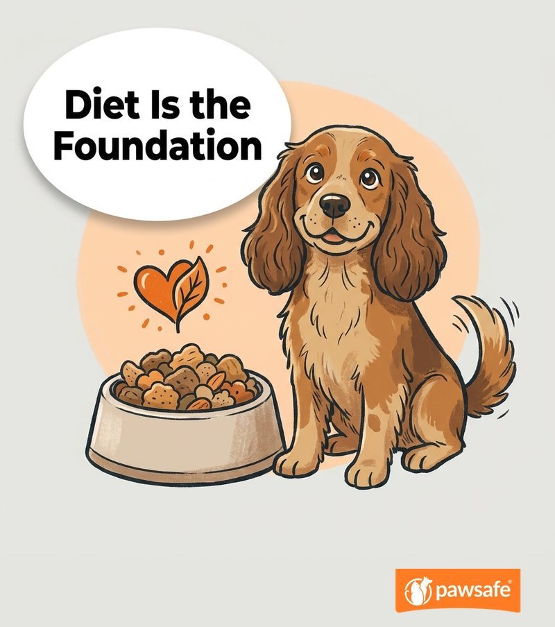 One key idea illustration: diet is the foundation of a dog's gut health
