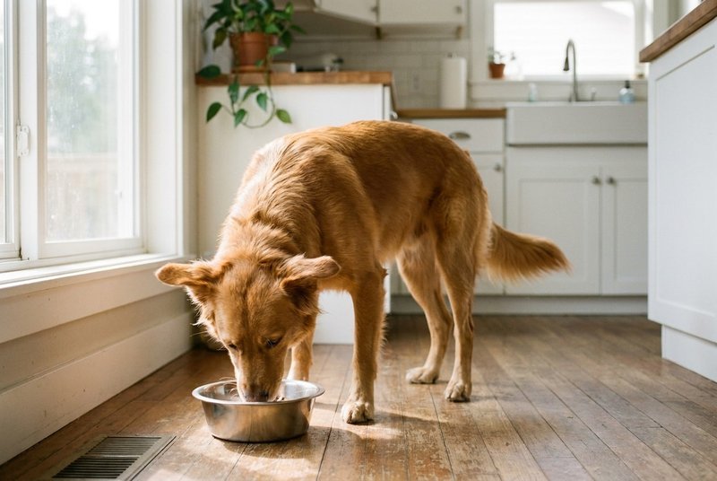 Happy, bright-eyed healthy dog resting in soft natural light