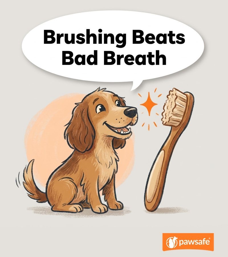 One-idea illustration: daily brushing is the best defense against bad dog breath