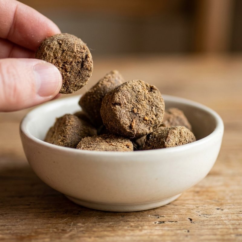 Close-up of probiotic soft chews in a bowl