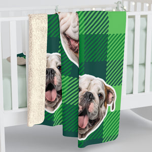 Green Tartan Custom Pet Photo Blanket