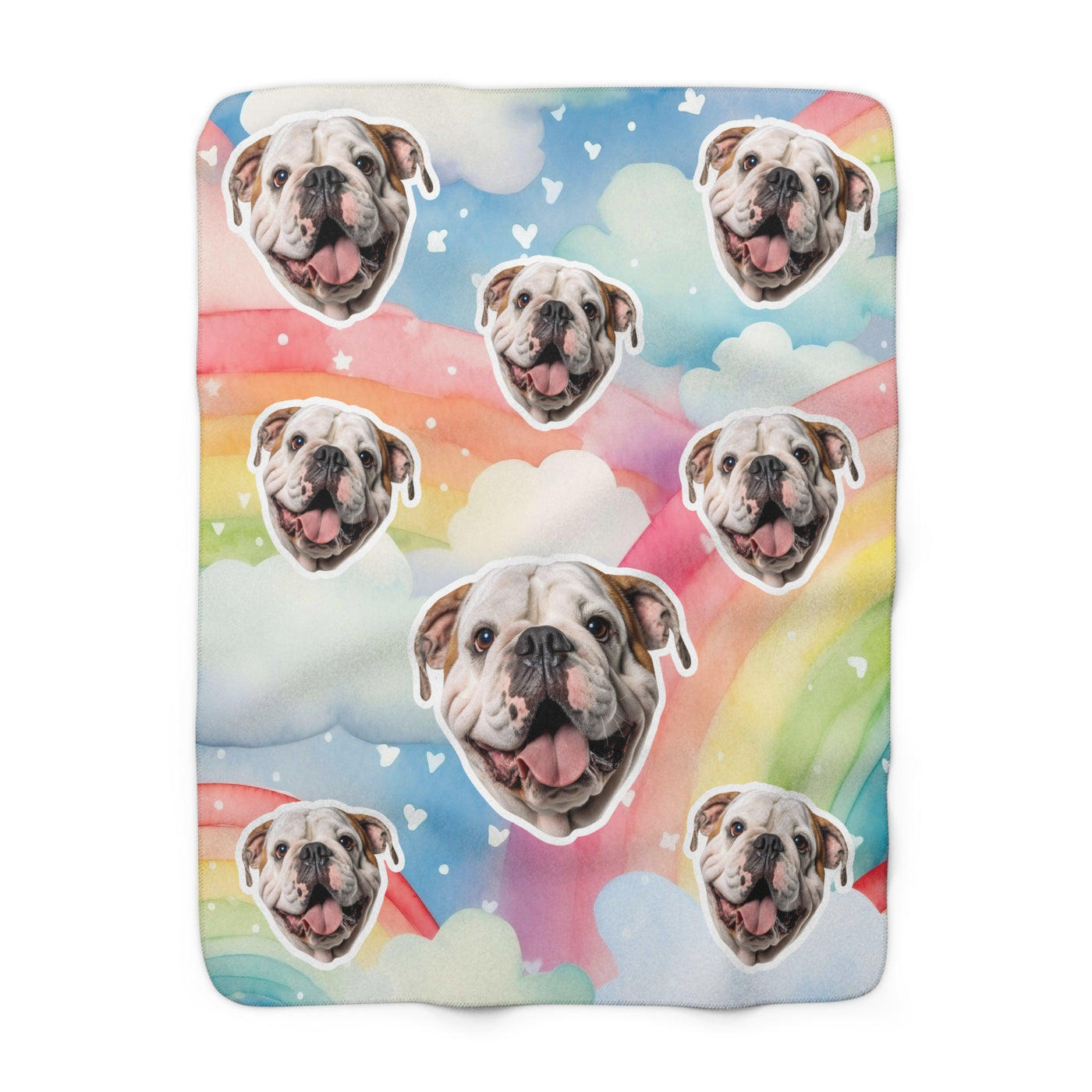 Rainbows & Hearts Custom Pet Photo Blanket