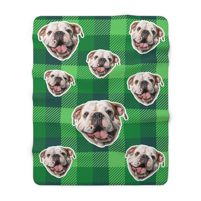 Green Tartan Custom Pet Photo Blanket