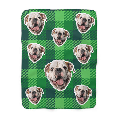 Green Tartan Custom Pet Photo Blanket