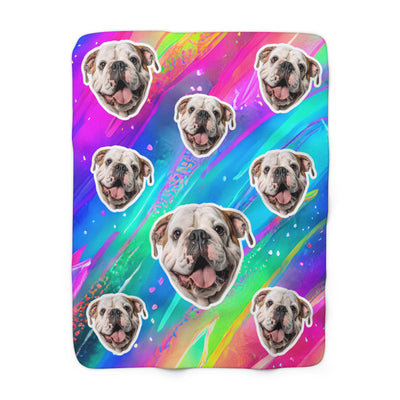 Neon Rainbow Custom Pet Photo Blanket