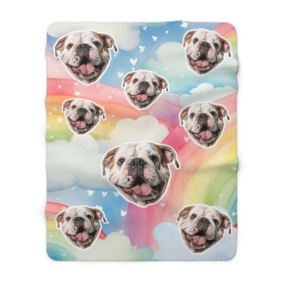 Rainbows & Hearts Custom Pet Photo Blanket