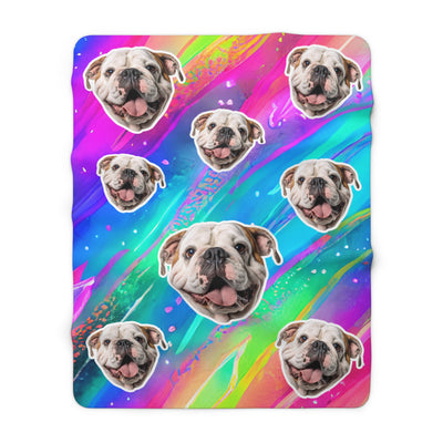 Neon Rainbow Custom Pet Photo Blanket