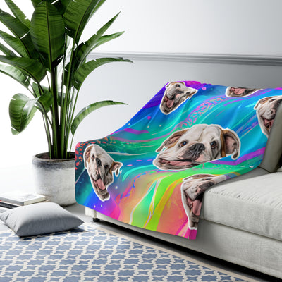 Neon Rainbow Custom Pet Photo Blanket