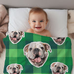 Green Tartan Custom Pet Photo Blanket