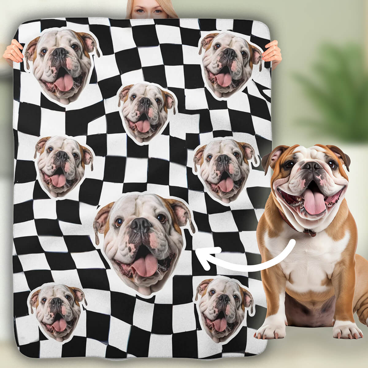 Checkered Flag Custom Pet Photo Blanket