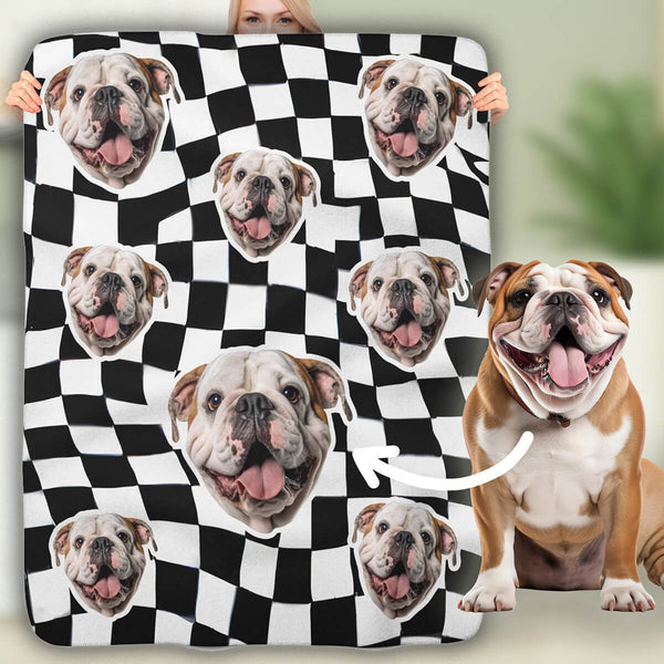 Checkered Flag Custom Pet Photo Blanket