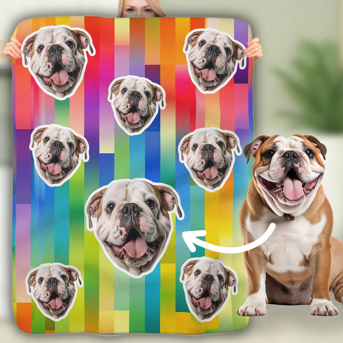 Spectrum Stripes Custom Pet Photo Blanket