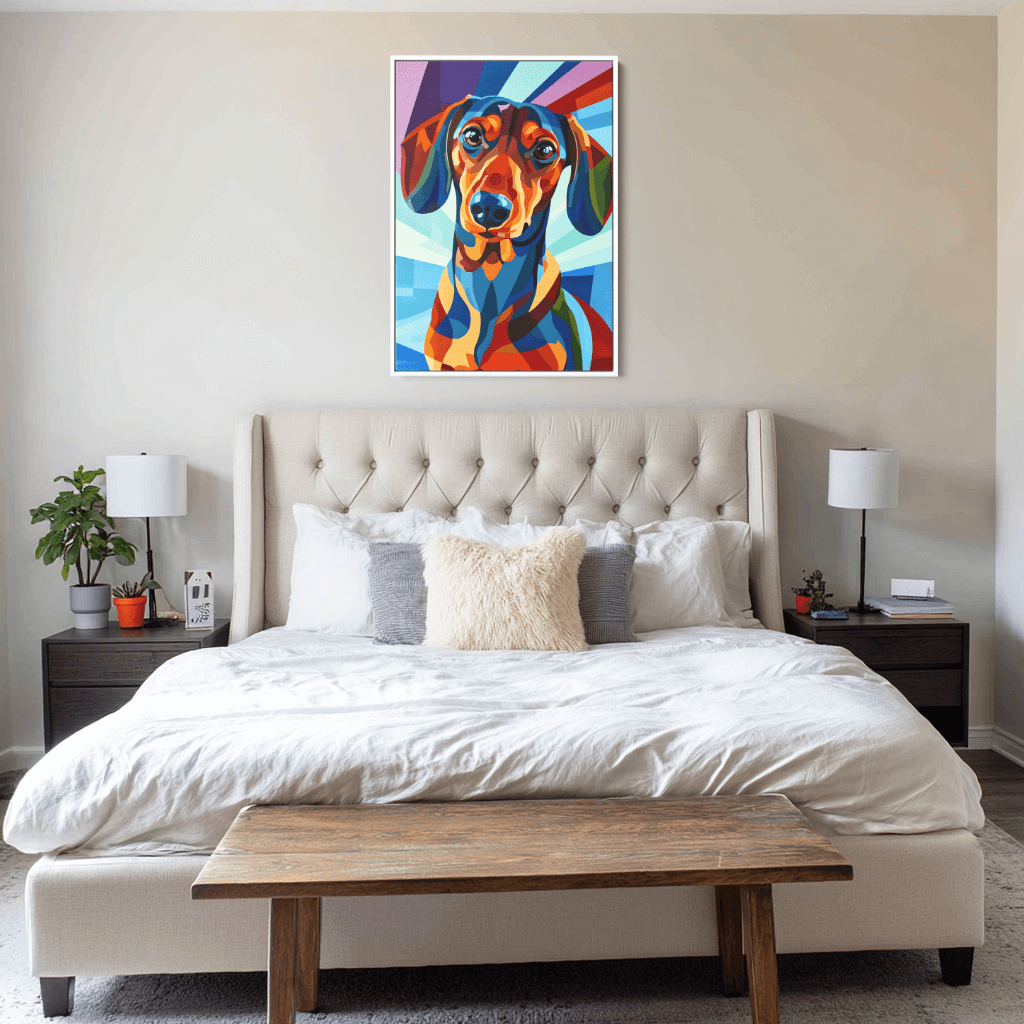 Cubism Style -  Dog Memorial Canvas Frame